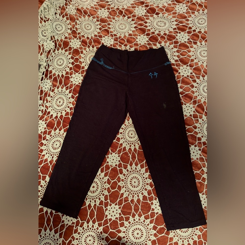 Green Apple Black Leggings with Blue Details